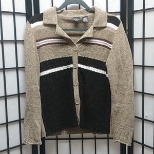 ERICA petite cardigan sweater tan and brown size PS